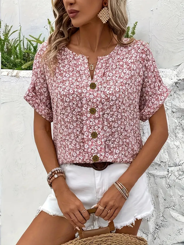Charis™ - Bluse mit floralen Motiven und Knopfdetails