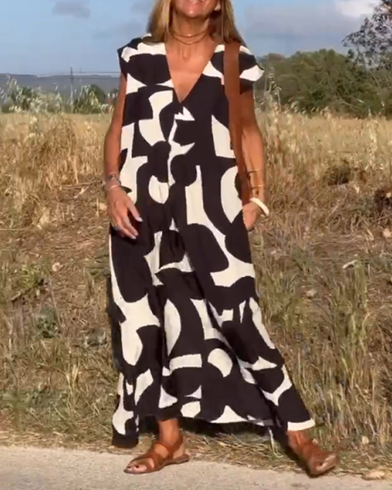 Elowen - Ärmelloses Kleid mit asymmetrischem geometrischem Design