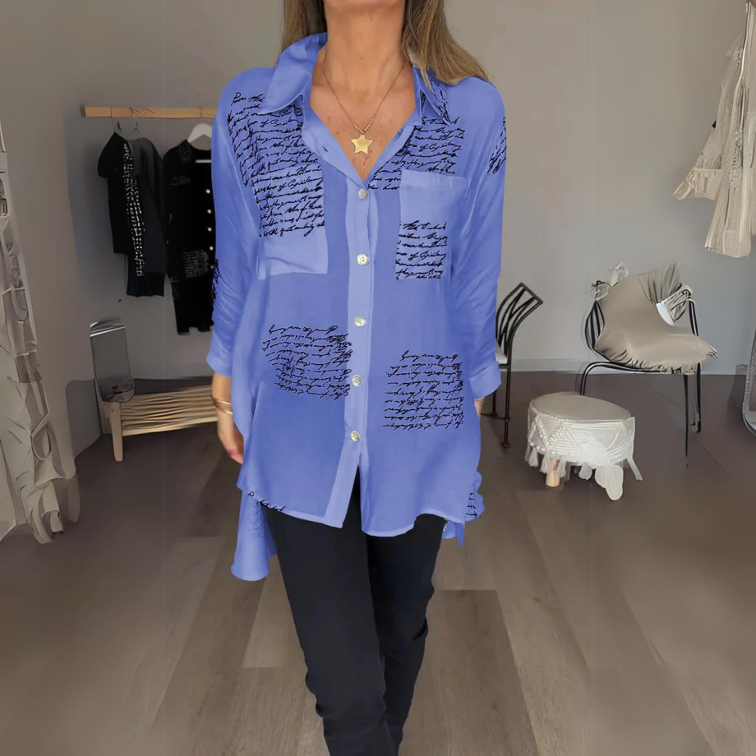 Callista™ - Button-Up Chemise mit handschriftlichem Design