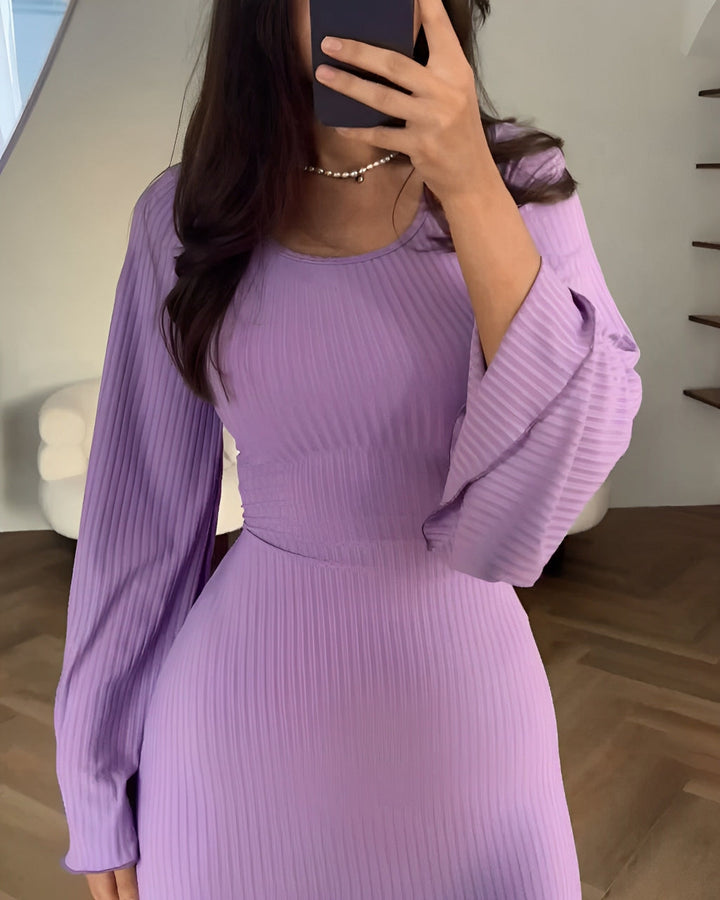 MAYLORA™ | Rippstrick Maxikleid mit Ärmeln