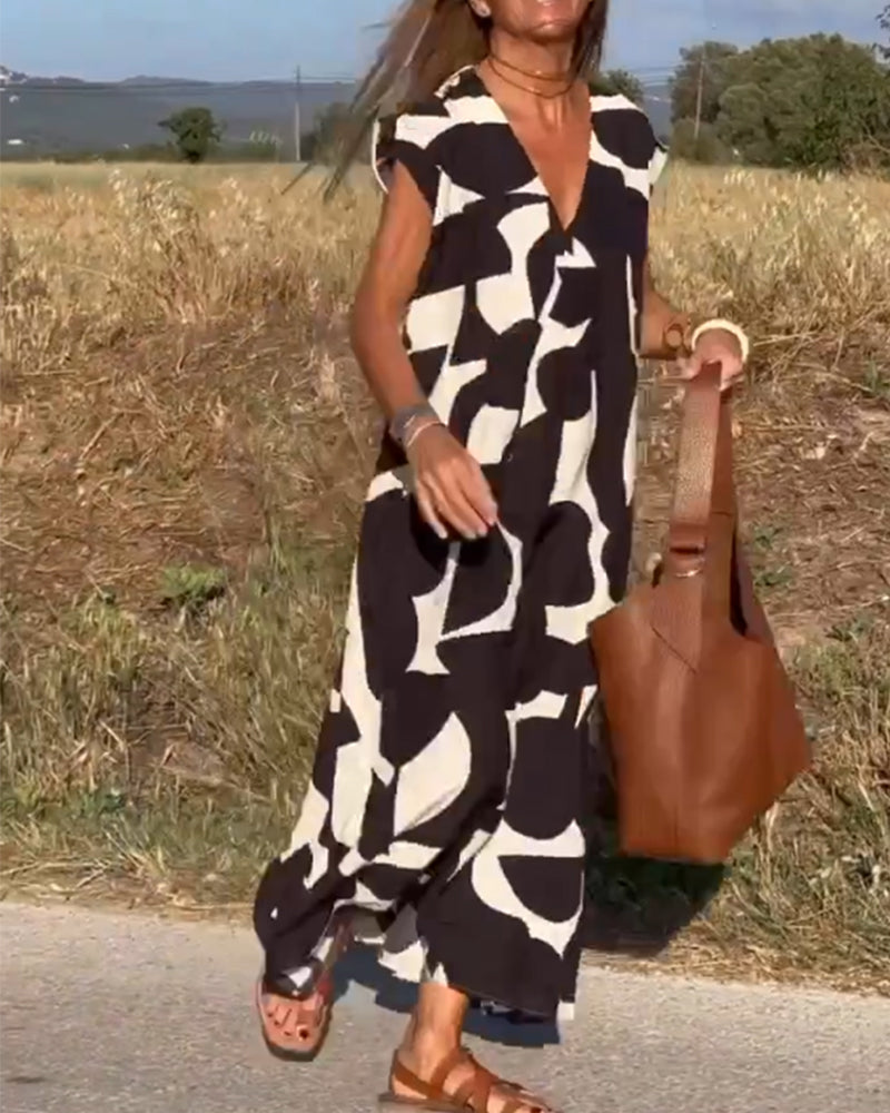 Elowen - Ärmelloses Kleid mit asymmetrischem geometrischem Design