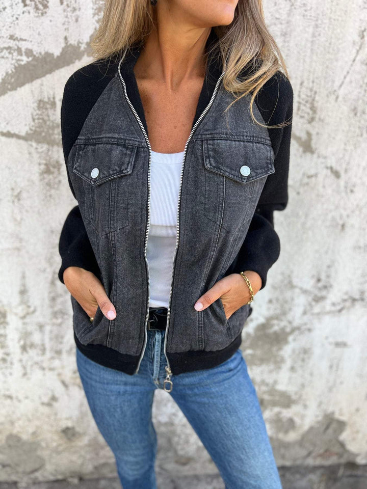 MAYLORA | Edle Hybridjacke – Denim trifft kuschelweiches Teddyfleece