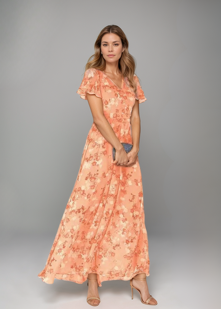 MAYLORA™ | Blumenmuster Kleid mit Rüschensäumen