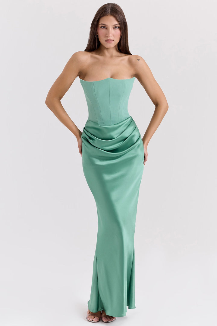 MAYLORA™ | Satin Kleid in taillierter Sanduhr-Form