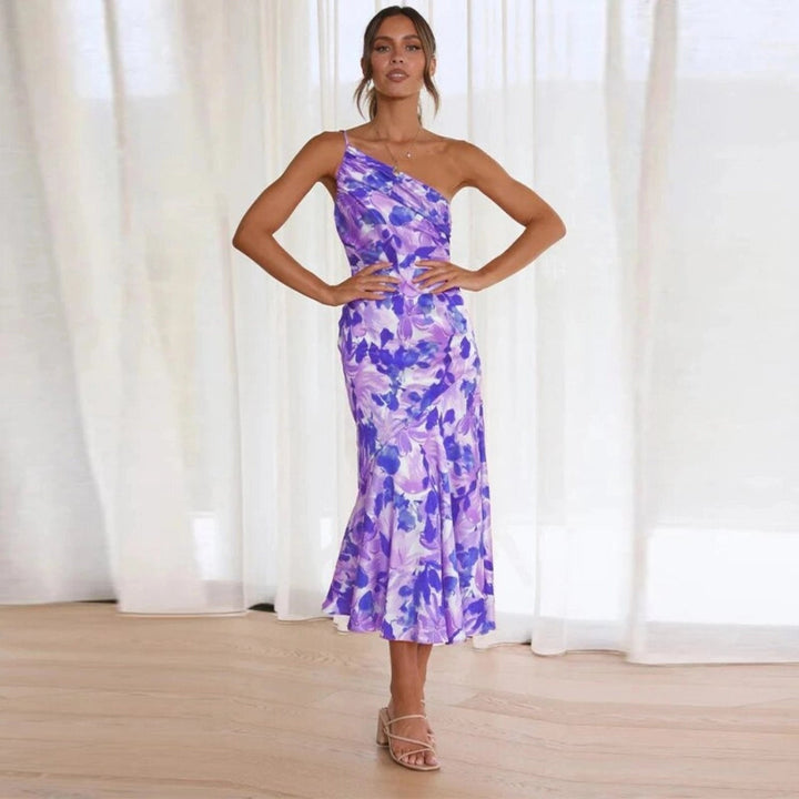 MAYLORA™ | Asymmetrisches Maxikleid mit floralem Design