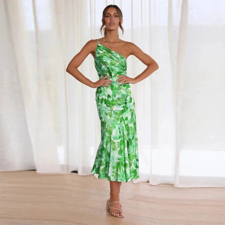 MAYLORA™ | Asymmetrisches Maxikleid mit floralem Design