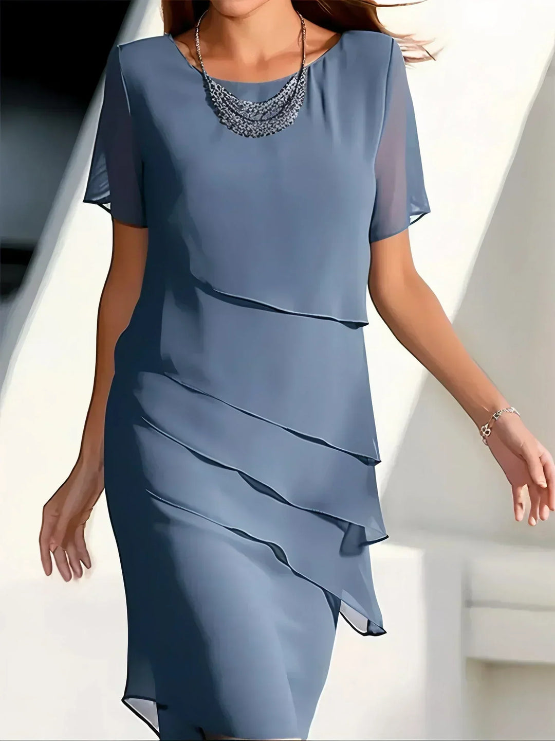 MAYLORA™ | Midi Chiffon Dress