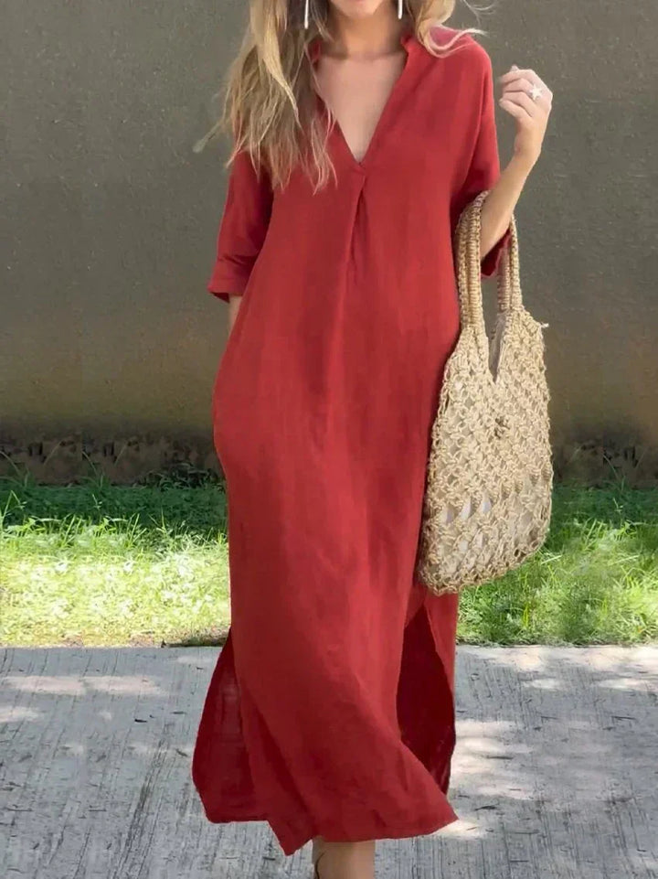 Elegantes V-Ausschnitt Maxi-Sommerkleid - Alexa