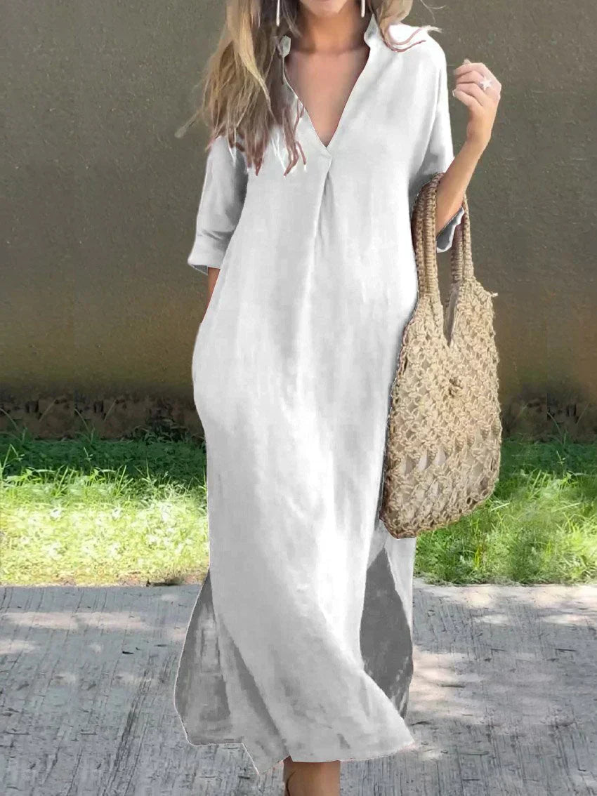 Elegantes V-Ausschnitt Maxi-Sommerkleid - Alexa