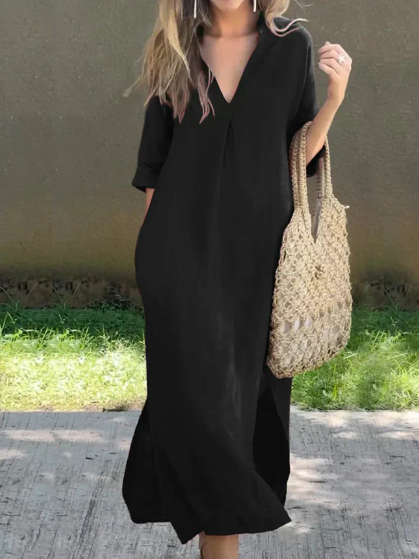 Elegantes V-Ausschnitt Maxi-Sommerkleid - Alexa