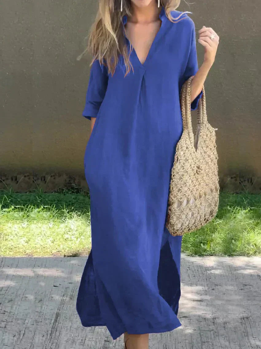 Elegantes V-Ausschnitt Maxi-Sommerkleid - Alexa