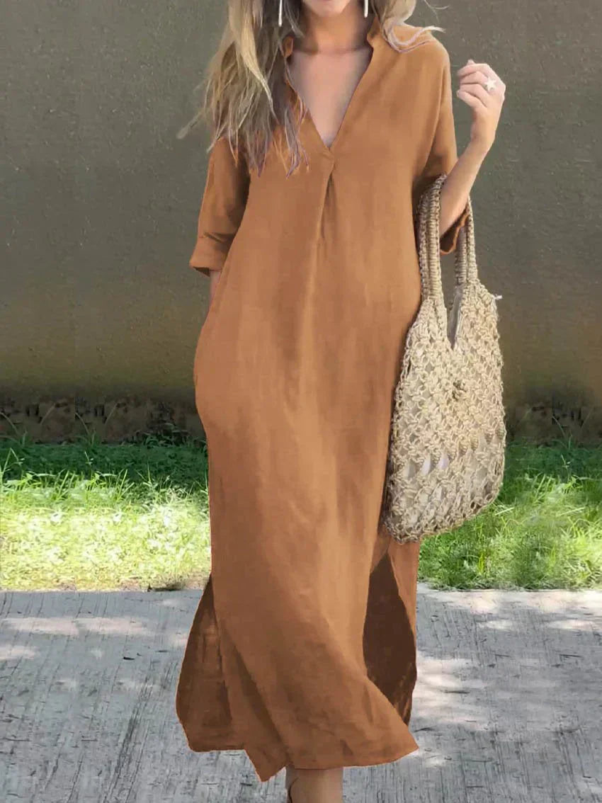 Elegantes V-Ausschnitt Maxi-Sommerkleid - Alexa