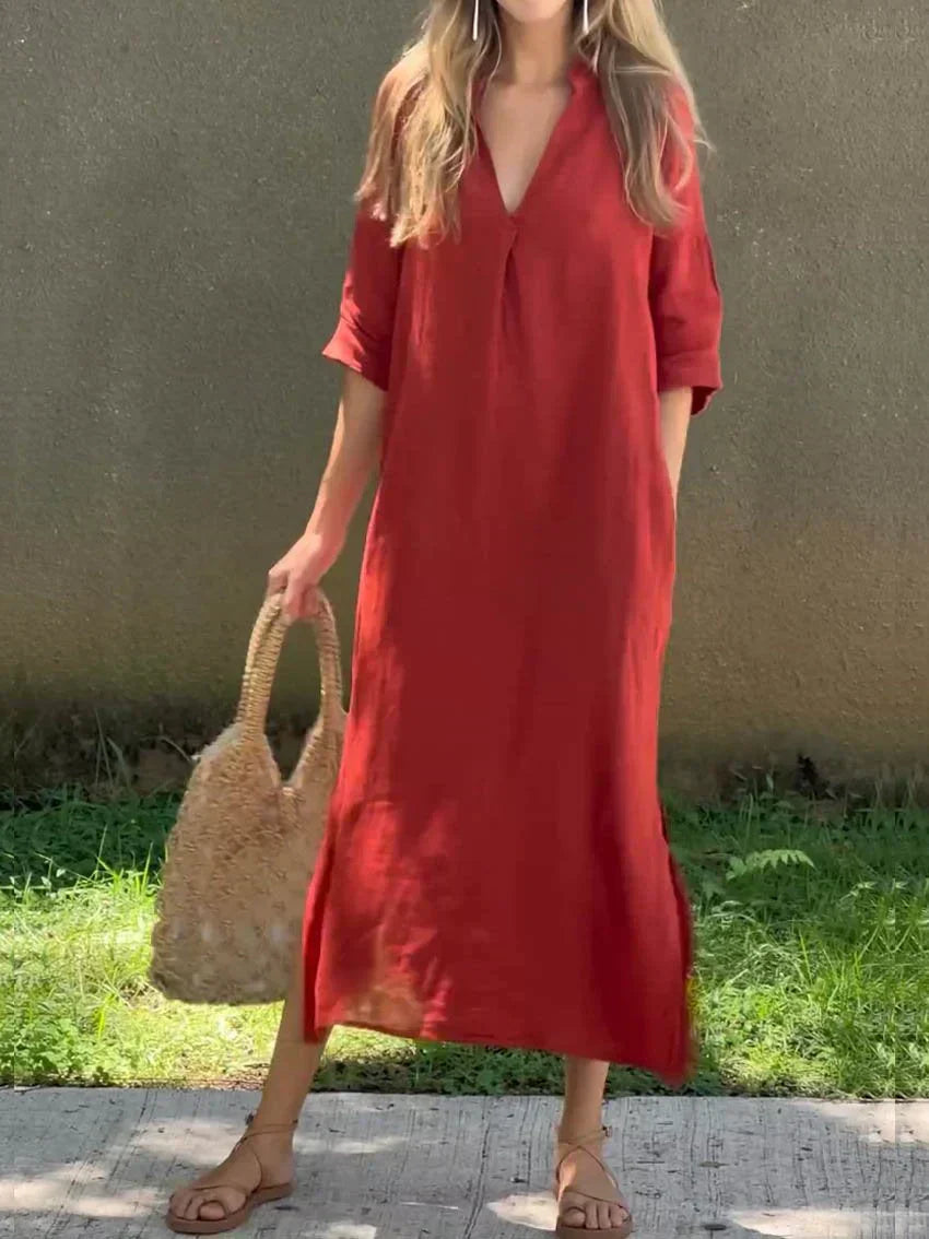 Elegantes V-Ausschnitt Maxi-Sommerkleid - Alexa
