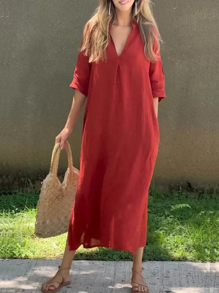 Elegantes V-Ausschnitt Maxi-Sommerkleid - Alexa
