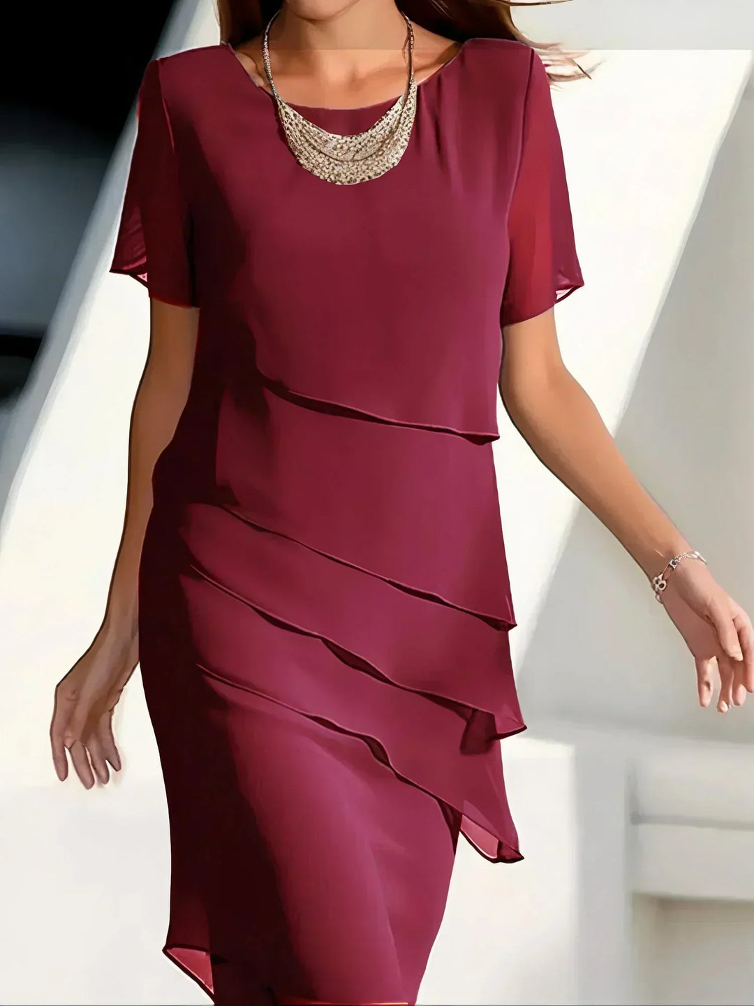 MAYLORA™ | Midi Chiffon Dress