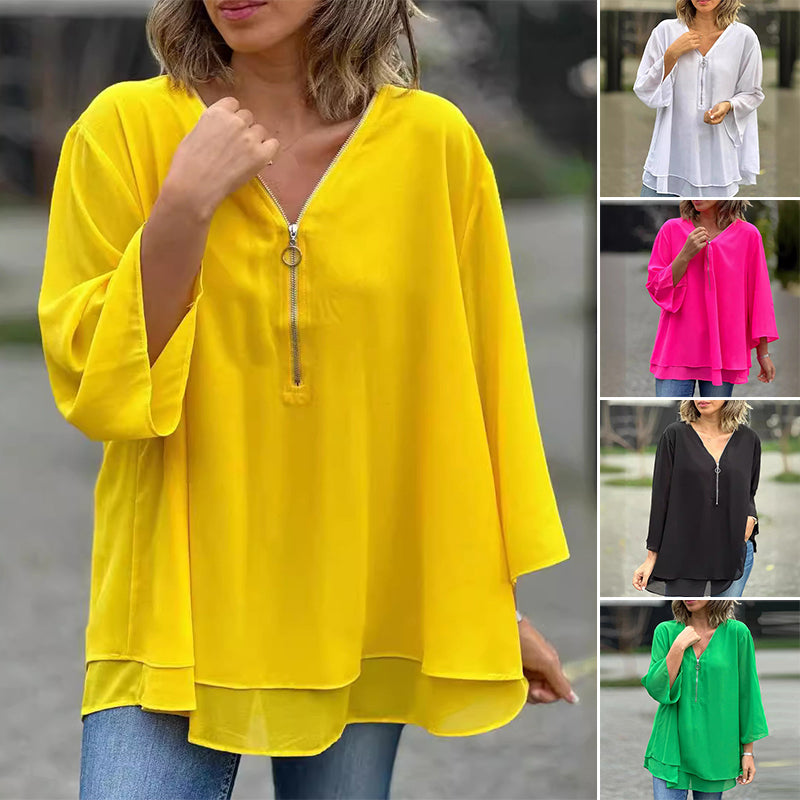 Heidi™ - V-Neck Zip Top