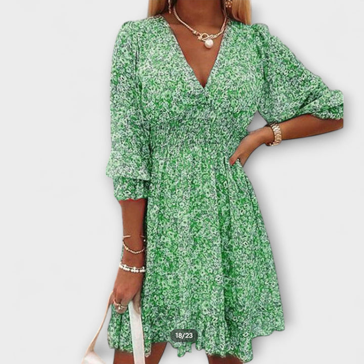 MAYLORA™ – Elegantes Kleid mit Puffärmeln & Blumenmuster