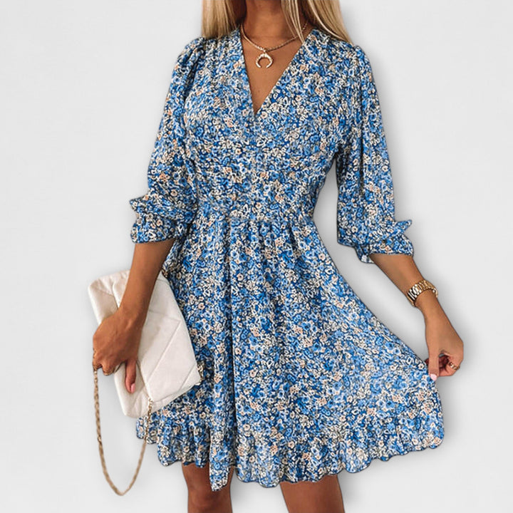 MAYLORA™ – Elegantes Kleid mit Puffärmeln & Blumenmuster