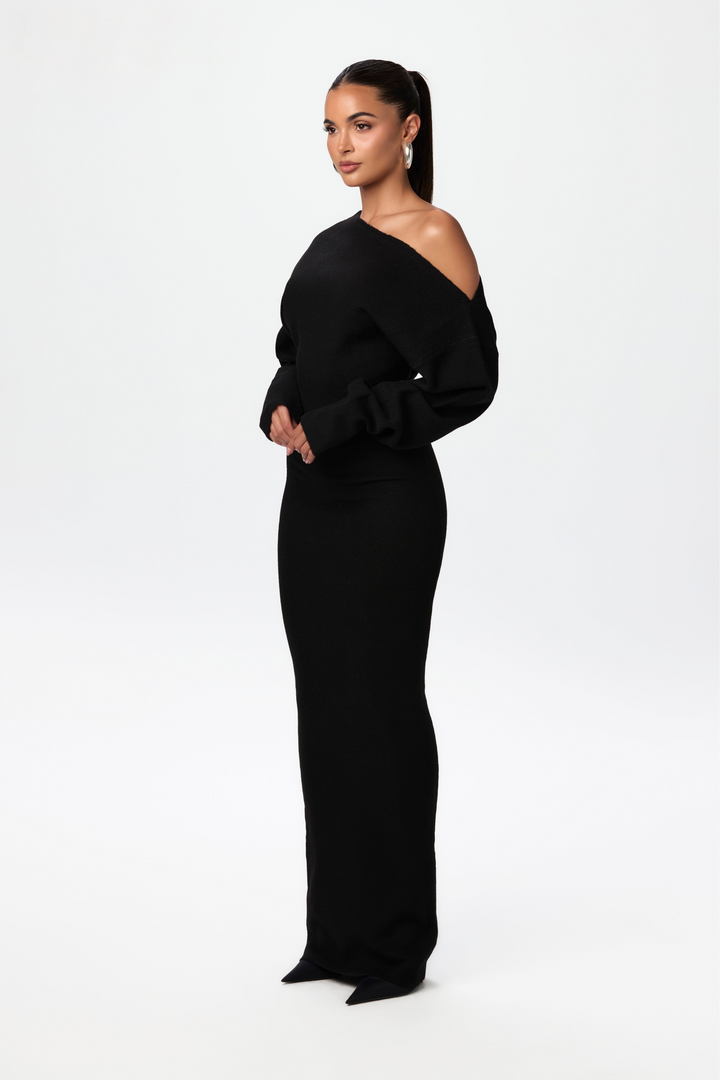 MAYLORA™ | Ärmelloses Strick-Maxikleid