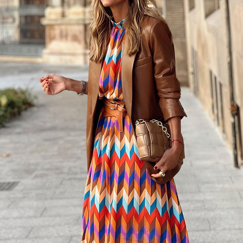 Kaia - Elegantes Abendkleid mit geometrischen Mustern