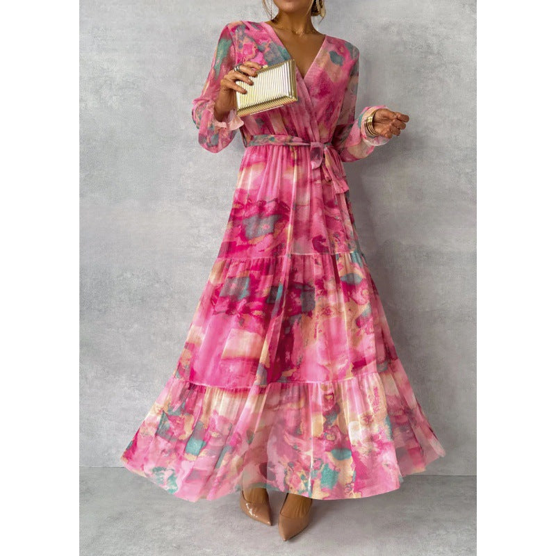 Trinity - Maxi Boho Faltenrobe mit V-Ausschnitt