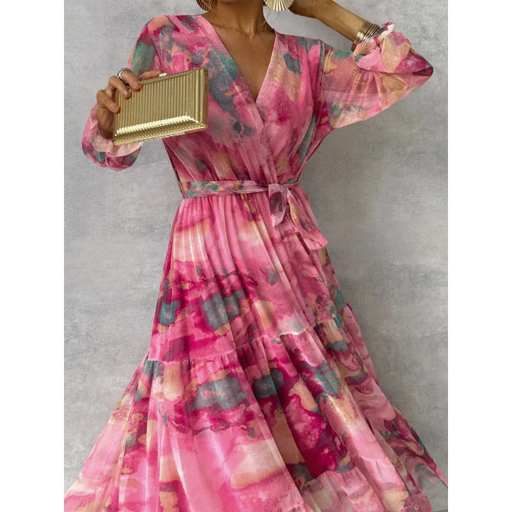 Trinity - Maxi Boho Faltenrobe mit V-Ausschnitt