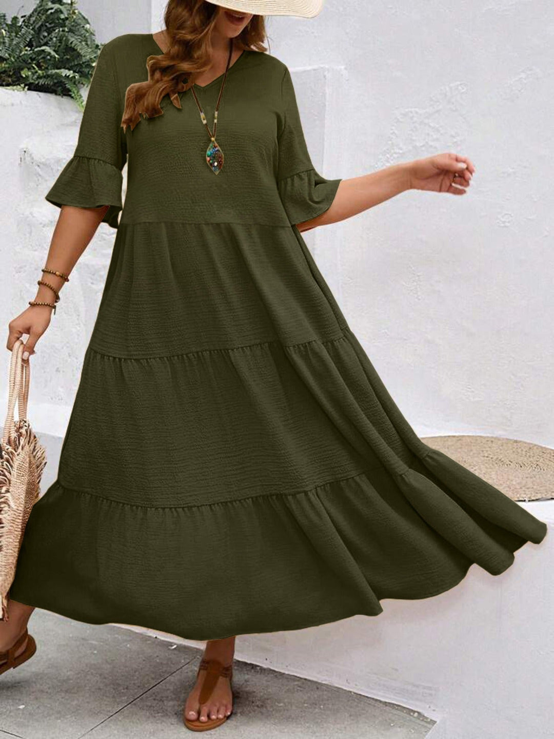 Nena | V-Ausschnitt Kleid in Übergröße