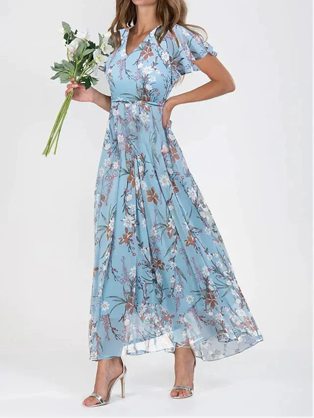 MAYLORA™ | Blumenmuster Kleid mit Rüschensäumen