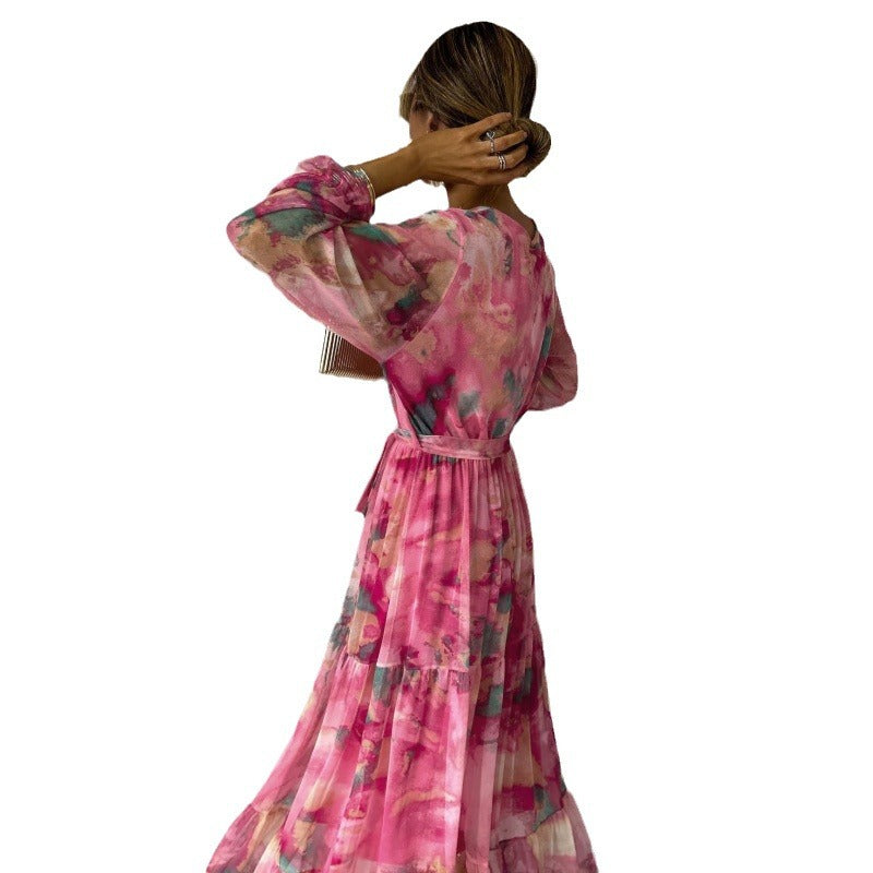 Trinity - Maxi Boho Faltenrobe mit V-Ausschnitt