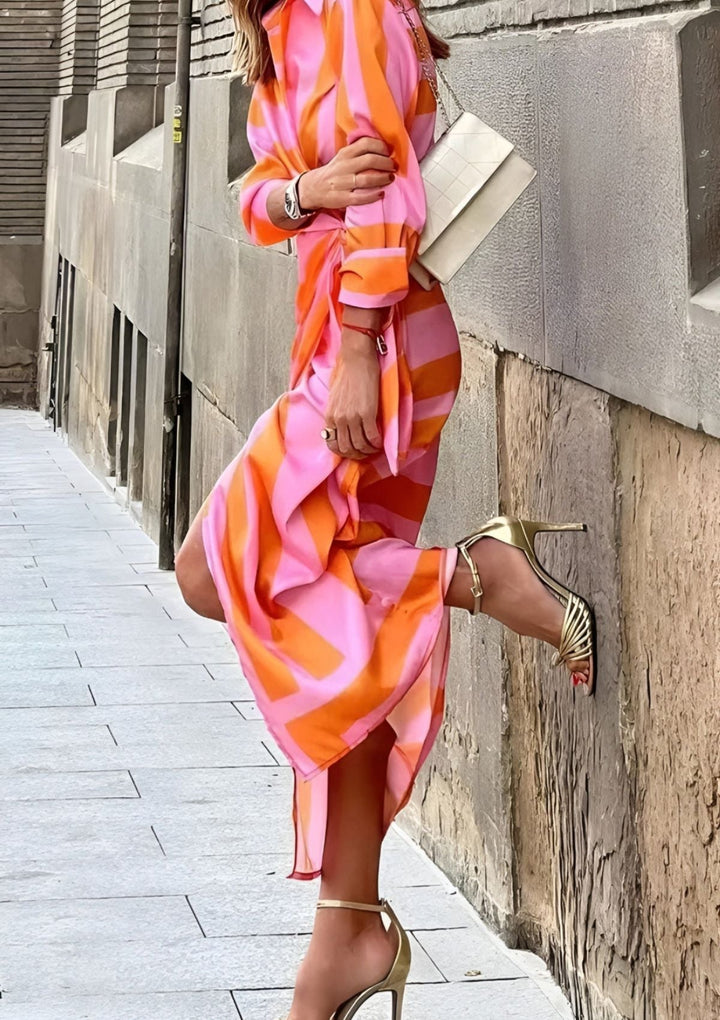 Olivia – Figurbetonte Hemdblusenrobe mit Muster