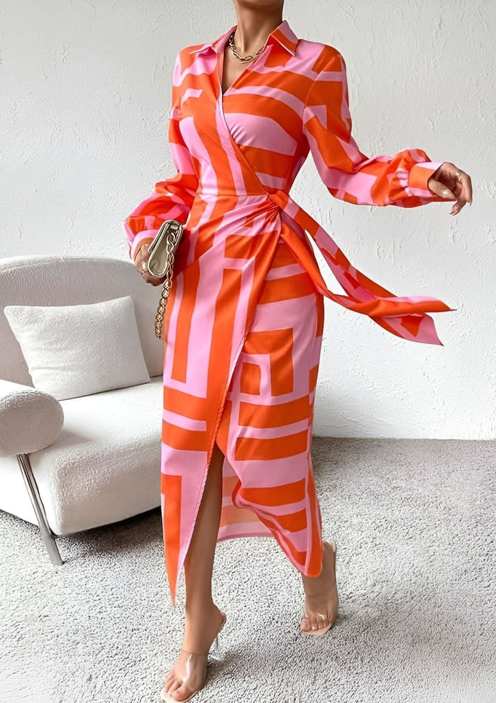 Olivia – Figurbetonte Hemdblusenrobe mit Muster