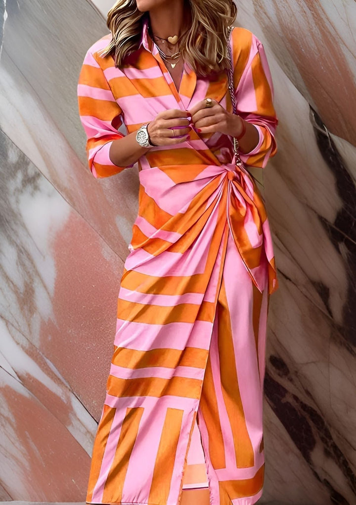 Olivia – Figurbetonte Hemdblusenrobe mit Muster