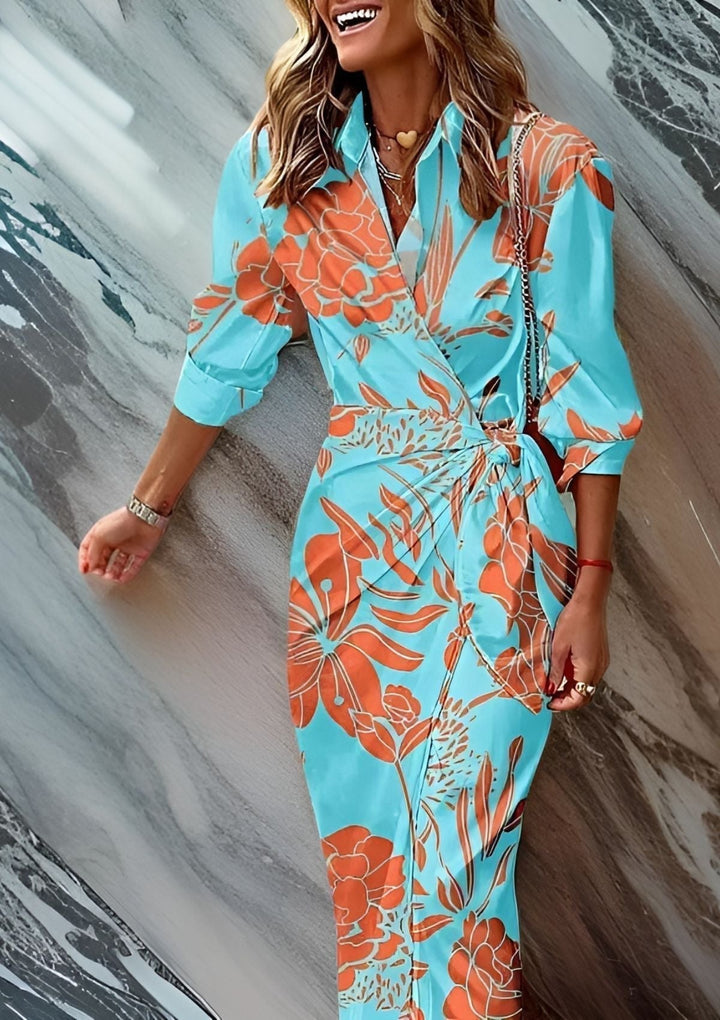 Olivia – Figurbetonte Hemdblusenrobe mit Muster