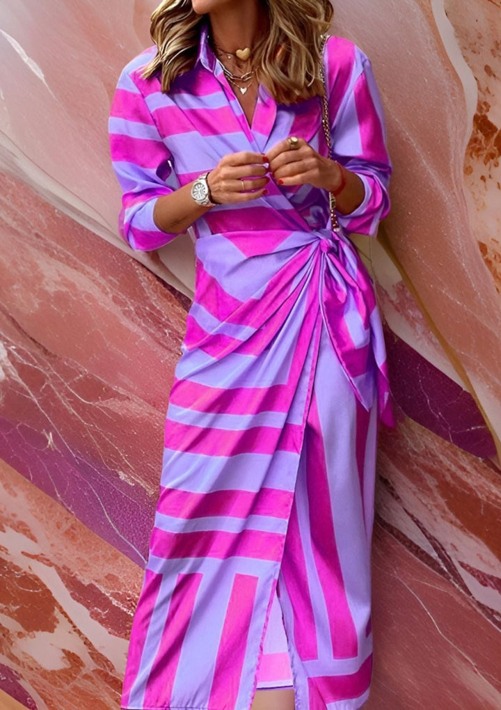 Olivia – Figurbetonte Hemdblusenrobe mit Muster