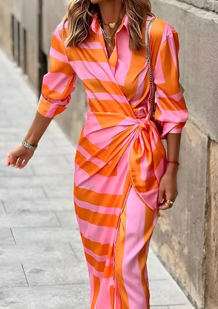 Olivia – Figurbetonte Hemdblusenrobe mit Muster