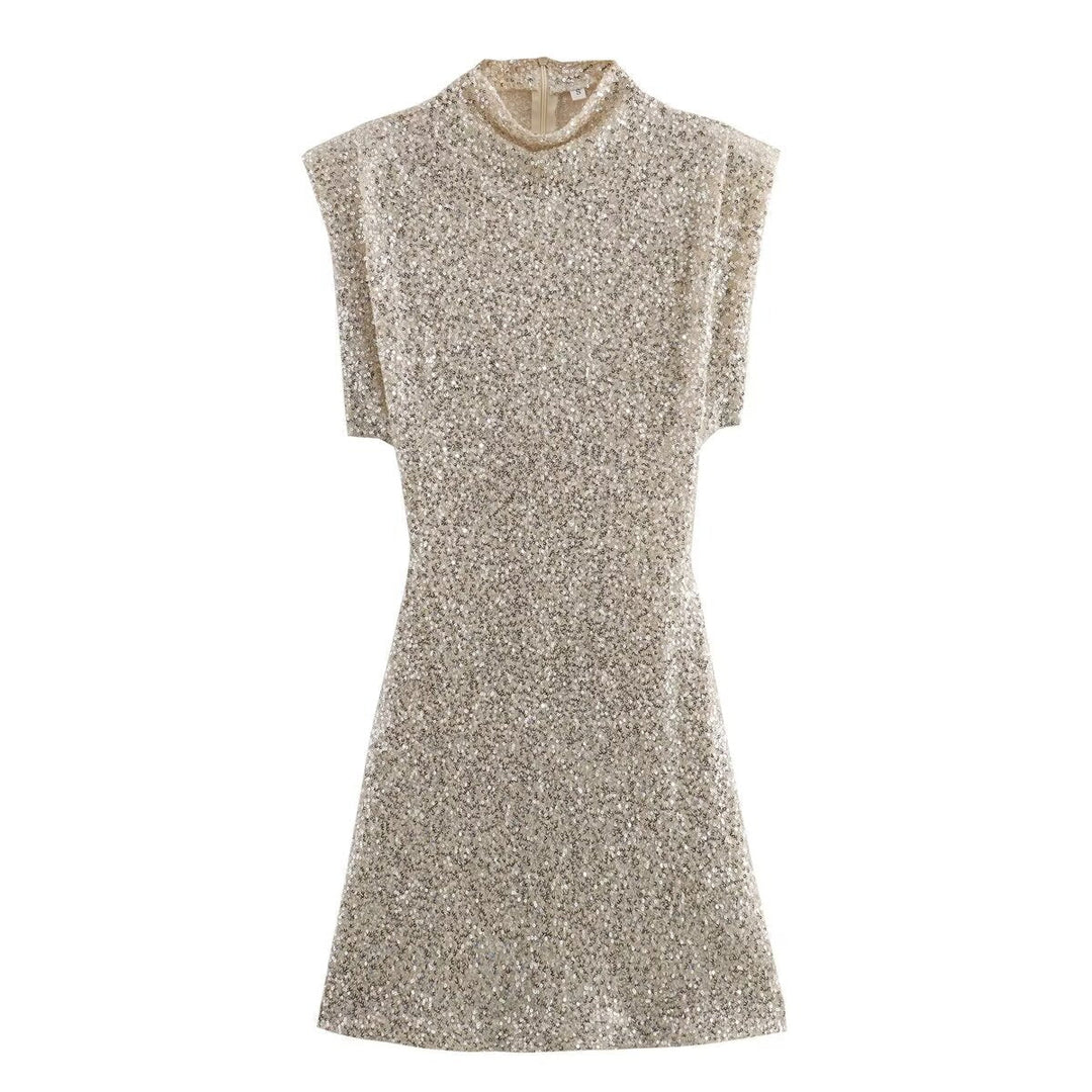 Halle - Slim Fit Mini Kleid mit Pailletten und Rundhalsausschnitt