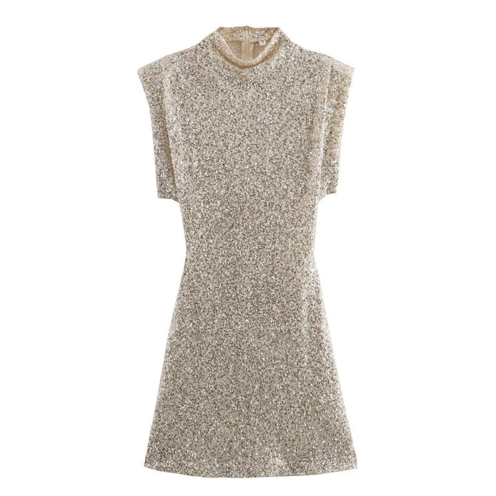Halle - Slim Fit Mini Kleid mit Pailletten und Rundhalsausschnitt
