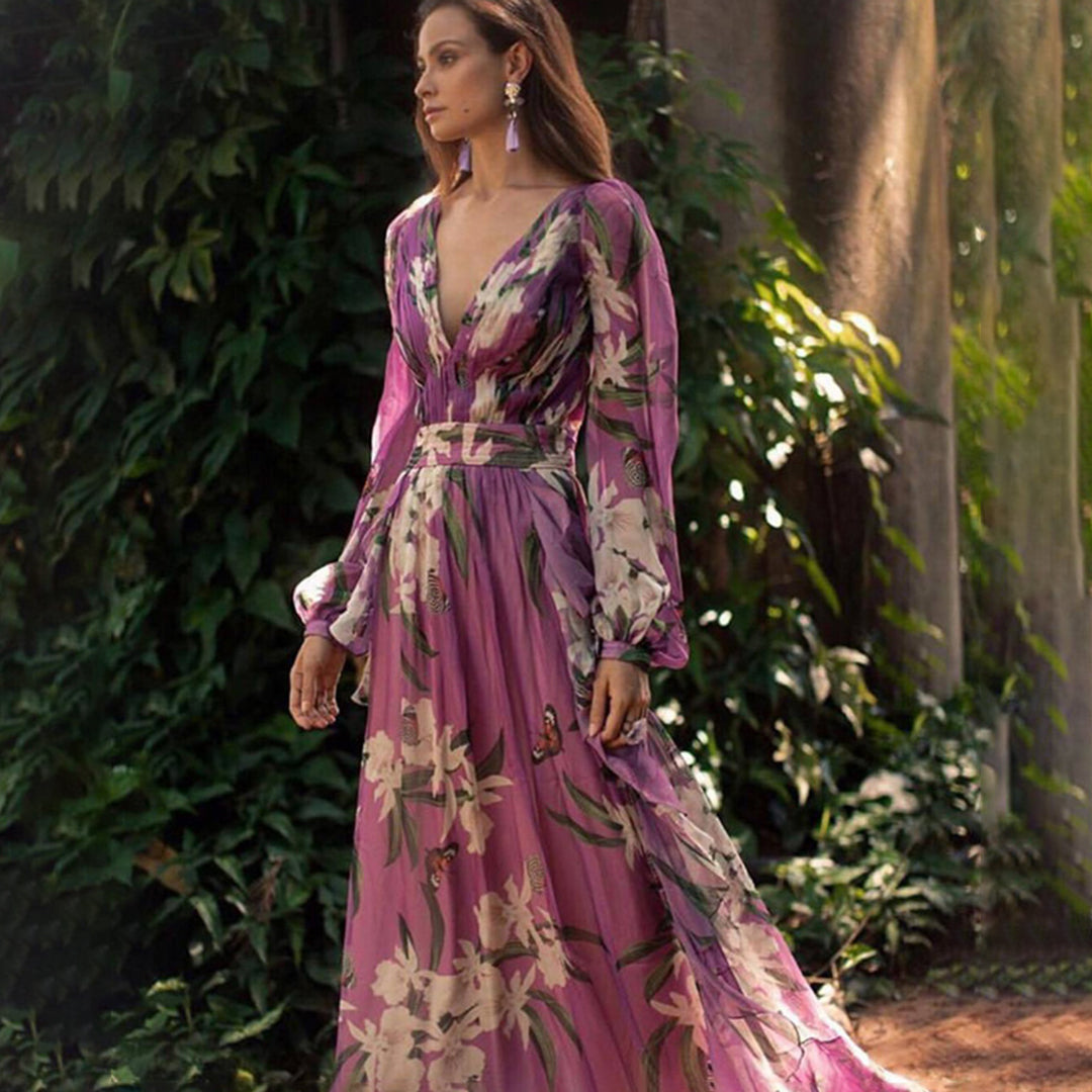 Monroe - Elegantes Maxi-Kleid mit Blumenmuster