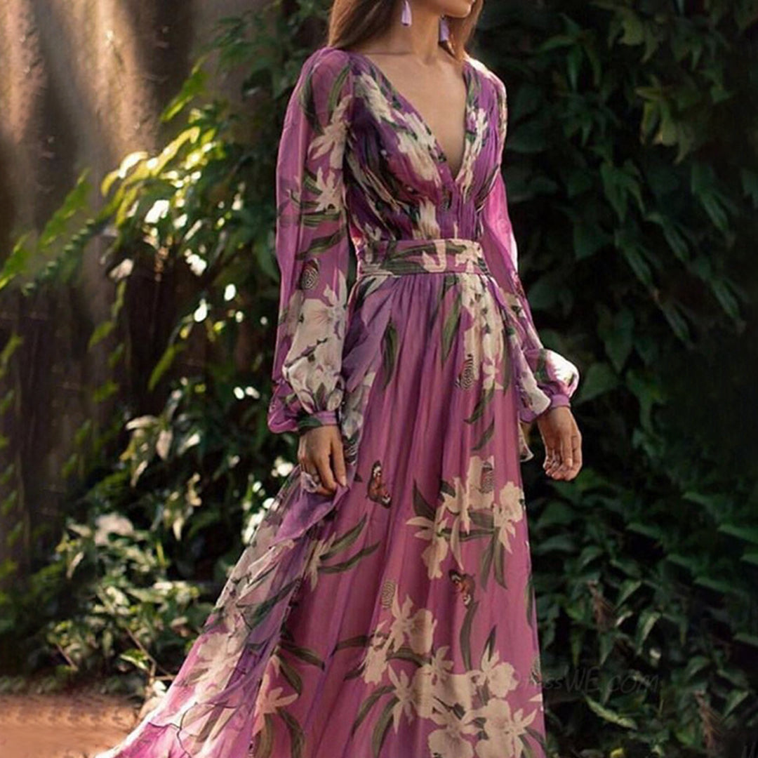 Monroe - Elegantes Maxi-Kleid mit Blumenmuster