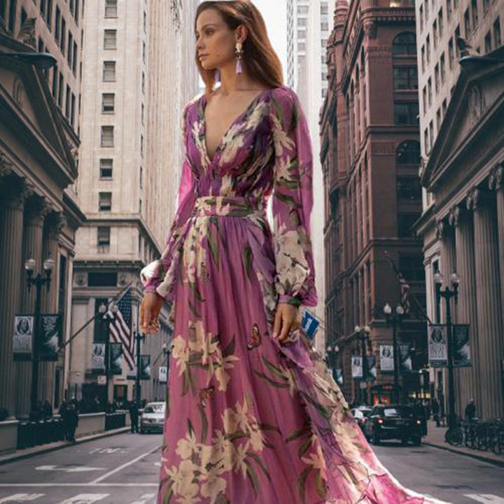 Monroe - Elegantes Maxi-Kleid mit Blumenmuster