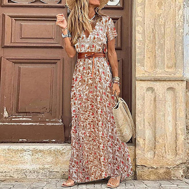 Jazzara - Midi Vintage Kleid mit V-Ausschnitt und Taillengürtel