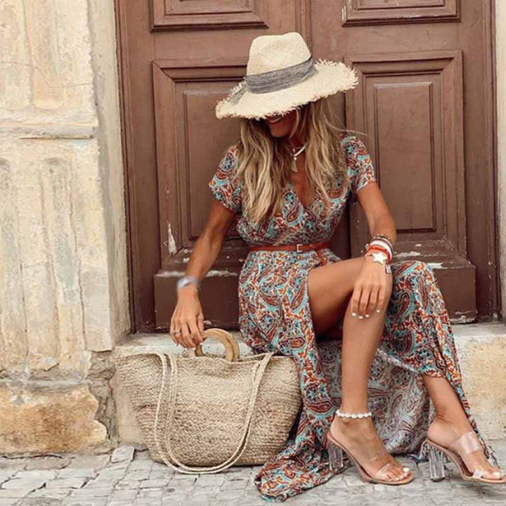 MAYLORA™ | Hippie Maxikleid mit Paisley-Design