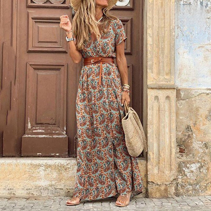 MAYLORA™ | Hippie Maxikleid mit Paisley-Design