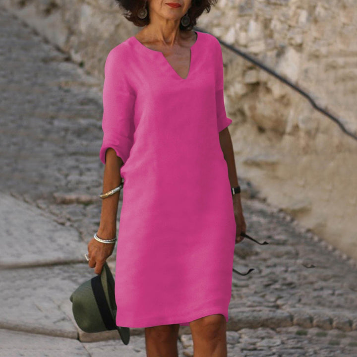 MAYLORA – Leinenkleid mit V-Ausschnitt