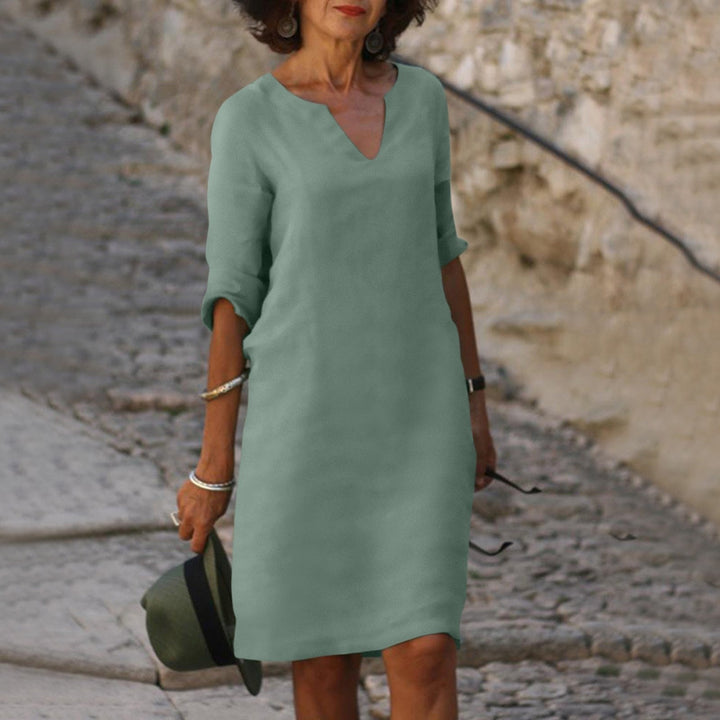 MAYLORA – Leinenkleid mit V-Ausschnitt