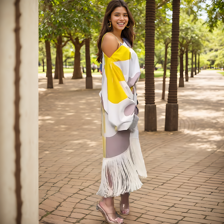 MAYLORA™ | Satinrobe mit Volumenärmeln