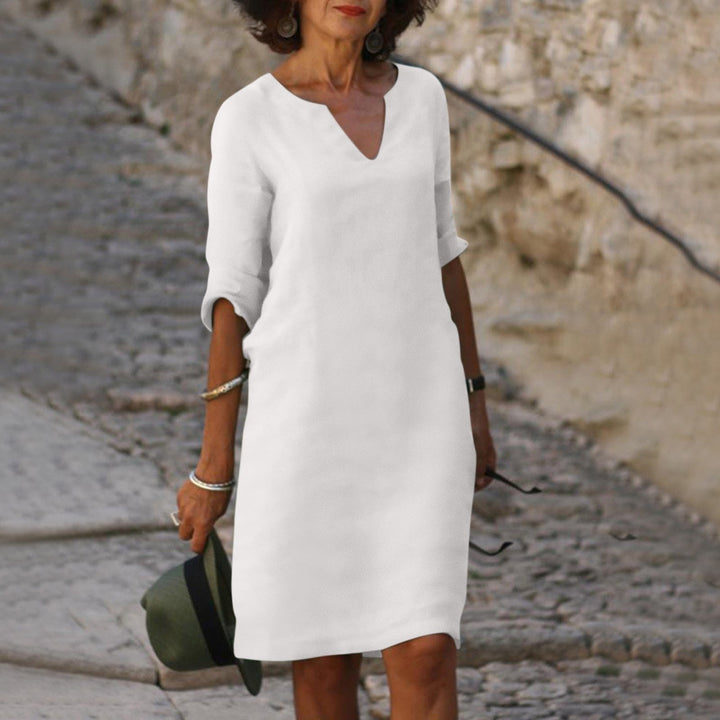MAYLORA – Leinenkleid mit V-Ausschnitt