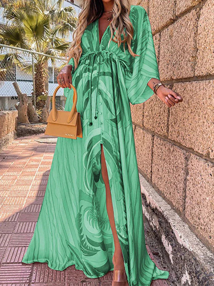 Lara - Rotes Boho-Kleid mit Auffälligem Muster