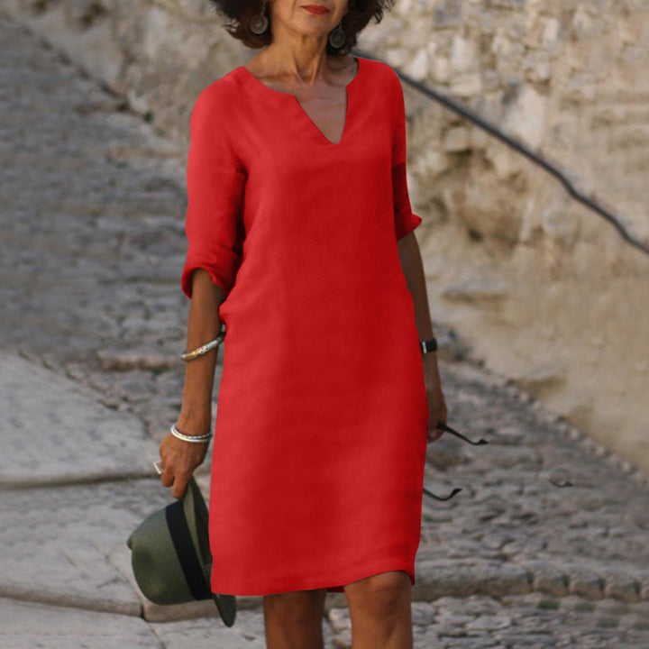 MAYLORA – Leinenkleid mit V-Ausschnitt