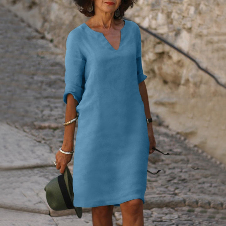 MAYLORA – Leinenkleid mit V-Ausschnitt